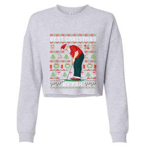 Ugly Christmas Golf Santa Claus Pun Gift Cropped Pullover Crew