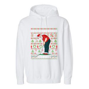 Ugly Christmas Golf Santa Claus Pun Gift Garment-Dyed Fleece Hoodie