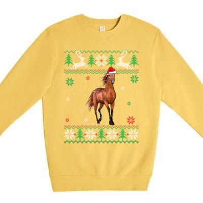 Ugly Christmas Horse Lover Santa Hat Animals Xmas Gift Premium Crewneck Sweatshirt