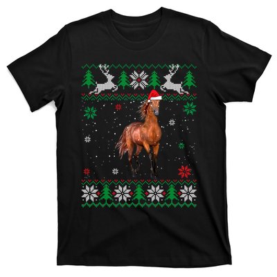 Ugly Christmas Horse Lover Santa Hat Animals Xmas Gift T-Shirt