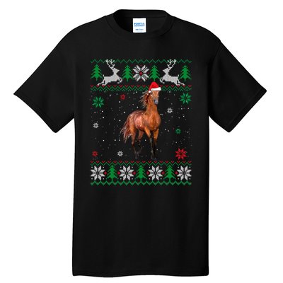 Ugly Christmas Horse Lover Santa Hat Animals Xmas Gift Tall T-Shirt