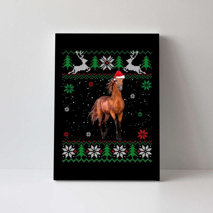 Ugly Christmas Horse Lover Santa Hat Animals Xmas Gift Canvas