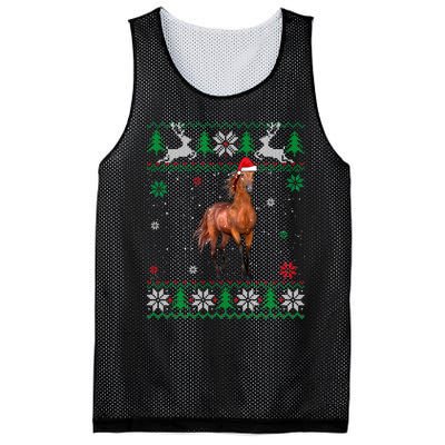 Ugly Christmas Horse Lover Santa Hat Animals Xmas Gift Mesh Reversible Basketball Jersey Tank