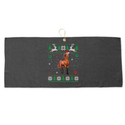 Ugly Christmas Horse Lover Santa Hat Animals Xmas Gift Large Microfiber Waffle Golf Towel