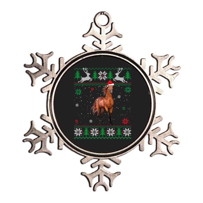 Ugly Christmas Horse Lover Santa Hat Animals Xmas Gift Metallic Star Ornament