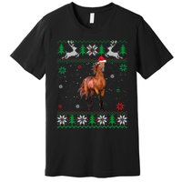 Ugly Christmas Horse Lover Santa Hat Animals Xmas Gift Premium T-Shirt