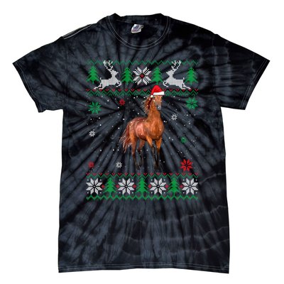 Ugly Christmas Horse Lover Santa Hat Animals Xmas Gift Tie-Dye T-Shirt