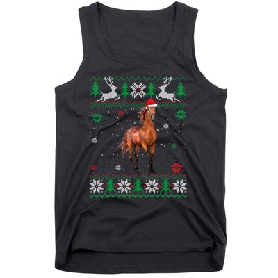 Ugly Christmas Horse Lover Santa Hat Animals Xmas Gift Tank Top