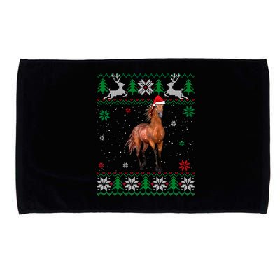 Ugly Christmas Horse Lover Santa Hat Animals Xmas Gift Microfiber Hand Towel