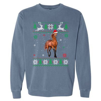 Ugly Christmas Horse Lover Santa Hat Animals Xmas Gift Garment-Dyed Sweatshirt