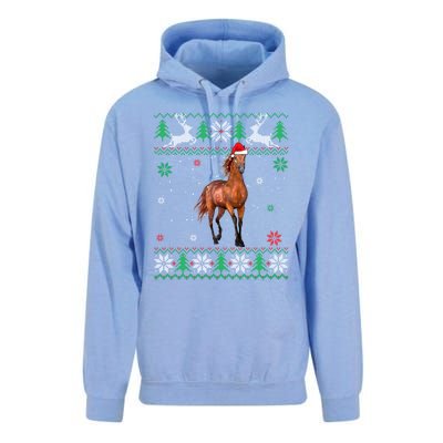 Ugly Christmas Horse Lover Santa Hat Animals Xmas Gift Unisex Surf Hoodie