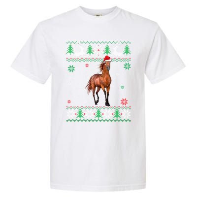 Ugly Christmas Horse Lover Santa Hat Animals Xmas Gift Garment-Dyed Heavyweight T-Shirt