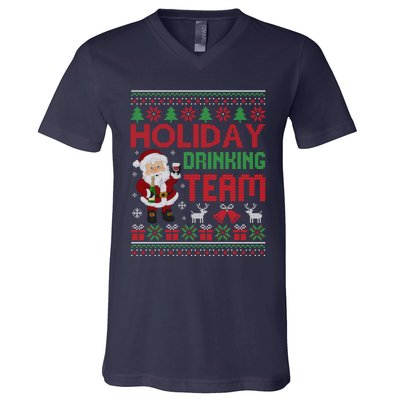 Ugly Christmas Holiday Drinking Team Gift V-Neck T-Shirt