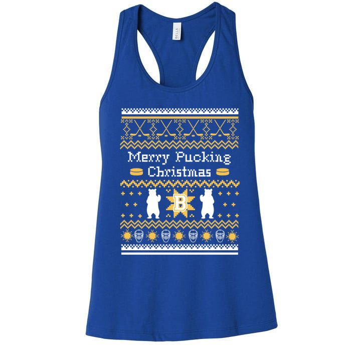 Ugly Christmas Hockey Boston Gift Women's Racerback Tank