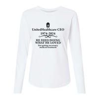 Unitedhealthcare Ceo He Died Doing What He Loved Brian Thompson Womens Cotton Relaxed Long Sleeve T-Shirt