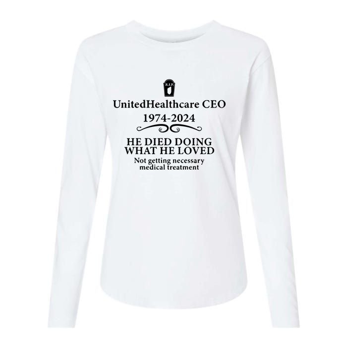 Unitedhealthcare Ceo He Died Doing What He Loved Brian Thompson Womens Cotton Relaxed Long Sleeve T-Shirt