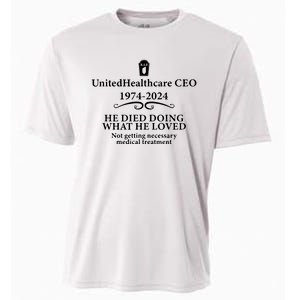 Unitedhealthcare Ceo He Died Doing What He Loved Brian Thompson Cooling Performance Crew T-Shirt