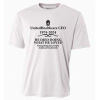 Unitedhealthcare Ceo He Died Doing What He Loved Brian Thompson Cooling Performance Crew T-Shirt