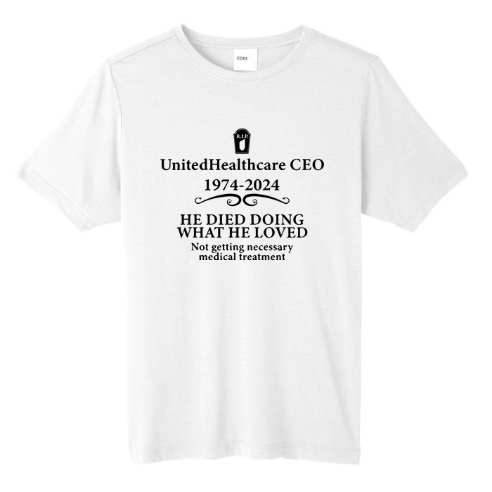 Unitedhealthcare Ceo He Died Doing What He Loved Brian Thompson Tall Fusion ChromaSoft Performance T-Shirt