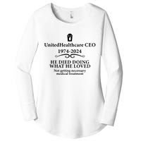 Unitedhealthcare Ceo He Died Doing What He Loved Brian Thompson Women's Perfect Tri Tunic Long Sleeve Shirt