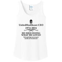 Unitedhealthcare Ceo He Died Doing What He Loved Brian Thompson Ladies Essential Tank