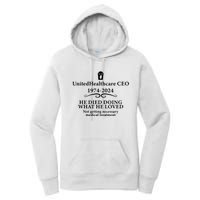 Unitedhealthcare Ceo He Died Doing What He Loved Brian Thompson Women's Pullover Hoodie