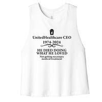 Unitedhealthcare Ceo He Died Doing What He Loved Brian Thompson Women's Racerback Cropped Tank