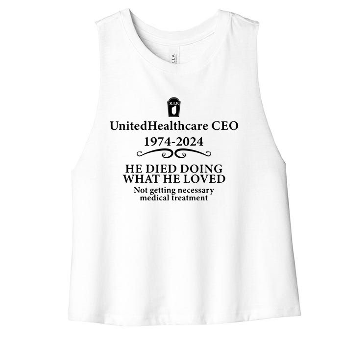 Unitedhealthcare Ceo He Died Doing What He Loved Brian Thompson Women's Racerback Cropped Tank