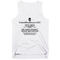 Unitedhealthcare Ceo He Died Doing What He Loved Brian Thompson Tank Top