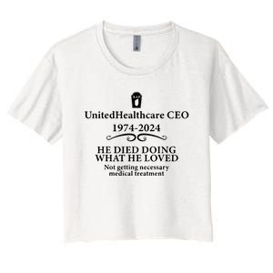 Unitedhealthcare Ceo He Died Doing What He Loved Brian Thompson Women's Crop Top Tee