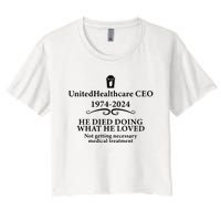 Unitedhealthcare Ceo He Died Doing What He Loved Brian Thompson Women's Crop Top Tee