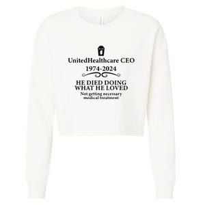 Unitedhealthcare Ceo He Died Doing What He Loved Brian Thompson Cropped Pullover Crew