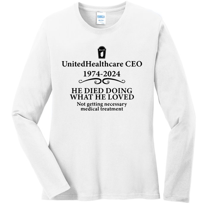 Unitedhealthcare Ceo He Died Doing What He Loved Brian Thompson Ladies Long Sleeve Shirt