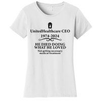 Unitedhealthcare Ceo He Died Doing What He Loved Brian Thompson Women's T-Shirt