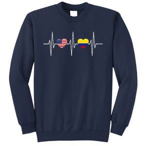 Usa Colombia Heartbeat America Colombian Flag Heart Sweatshirt