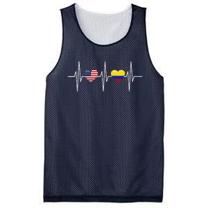 Usa Colombia Heartbeat America Colombian Flag Heart Mesh Reversible Basketball Jersey Tank