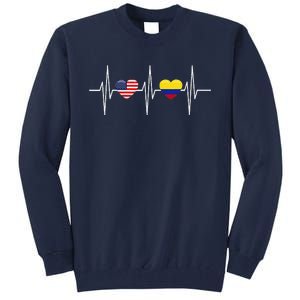 Usa Colombia Heartbeat America Colombian Flag Heart Tall Sweatshirt