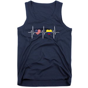 Usa Colombia Heartbeat America Colombian Flag Heart Tank Top