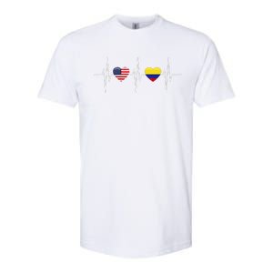 Usa Colombia Heartbeat America Colombian Flag Heart Softstyle CVC T-Shirt