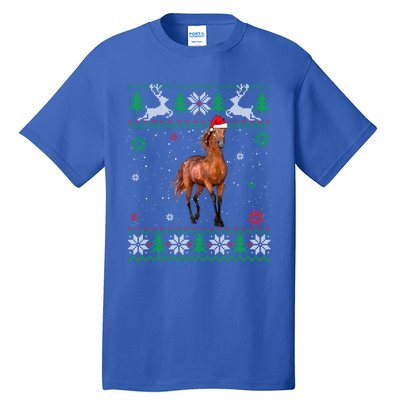 Ugly Christmas Horse Lover Santa Hat Animals Gift Tall T-Shirt