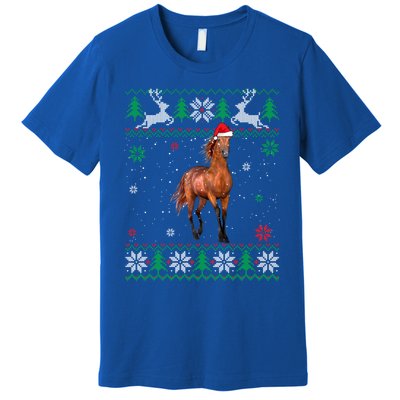 Ugly Christmas Horse Lover Santa Hat Animals Gift Premium T-Shirt