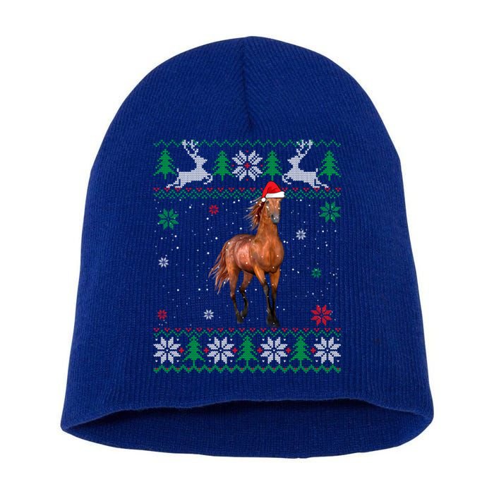 Ugly Christmas Horse Lover Santa Hat Animals Gift Short Acrylic Beanie