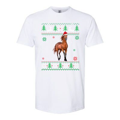 Ugly Christmas Horse Lover Santa Hat Animals Gift Softstyle CVC T-Shirt