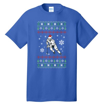 Ugly Christmas Hockey Sport Christmas Ice Hockey Player Gift Tall T-Shirt