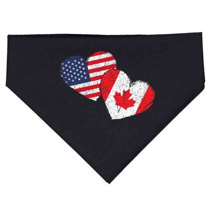 USA Canada Heart Country Flag American Canadian USA-Made Doggie Bandana