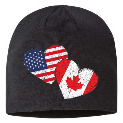 USA Canada Heart Country Flag American Canadian Sustainable Beanie