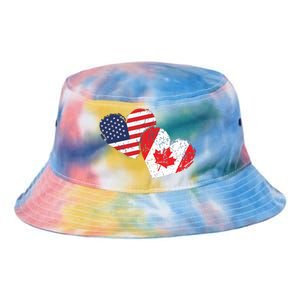 USA Canada Heart Country Flag American Canadian Tie Dye Newport Bucket Hat