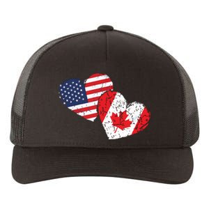 USA Canada Heart Country Flag American Canadian Yupoong Adult 5-Panel Trucker Hat