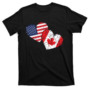 USA Canada Heart Country Flag American Canadian T-Shirt