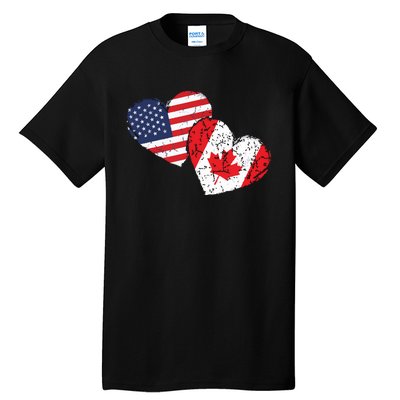 USA Canada Heart Country Flag American Canadian Tall T-Shirt